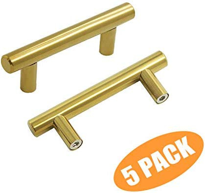 Probrico 2-1/2" Hole Centers Brushed Brass Modern Cabinet Pulls Kitchen Bathroom Cabinet Hardware... | Amazon (US)