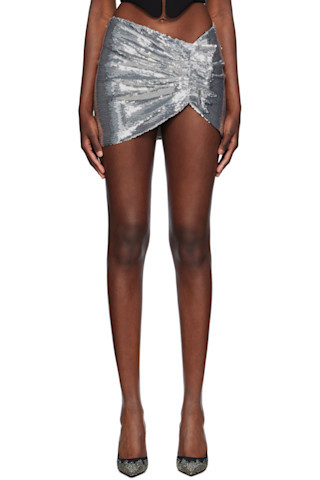 Mônot - Silver Mia Draped Miniskirt | SSENSE