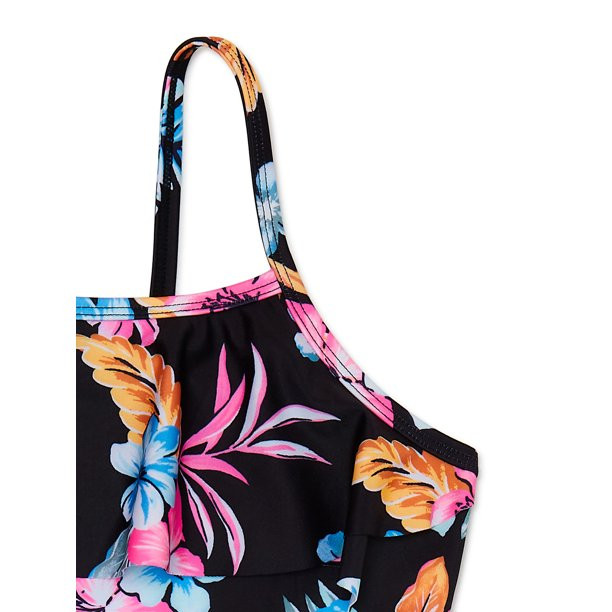 Breaking Waves Girl's Ruffled Print Tankini, 2-Piece, Sizes 7-16 | Walmart (US)