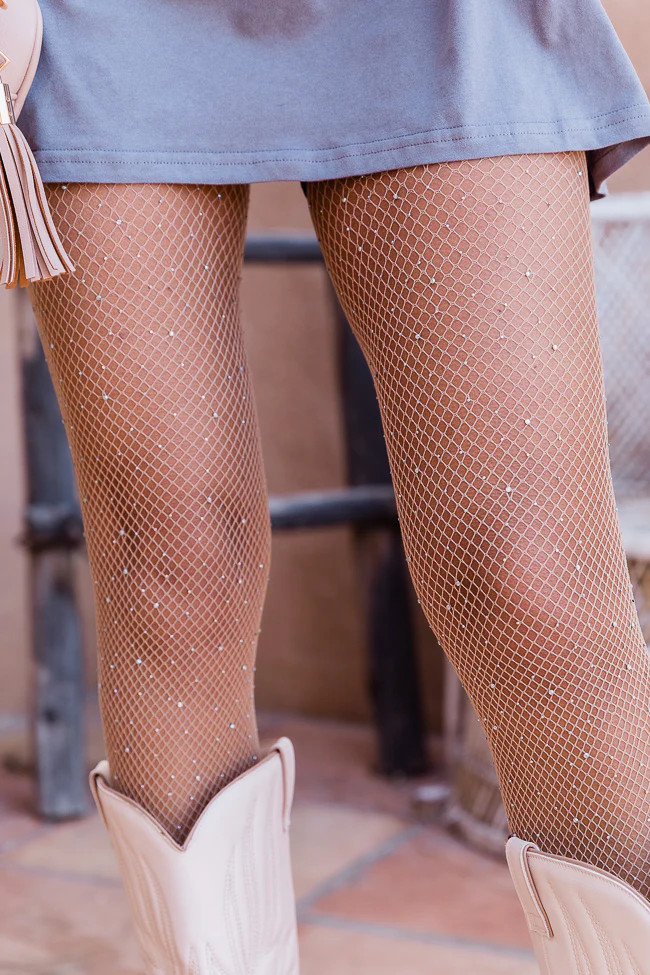 Wild As Her Nude Rhinestone Tights | Pink Lily