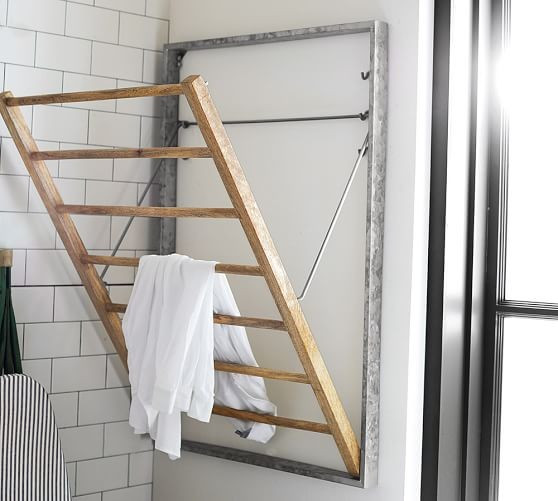 Galvanized Wall-Mount Laundry Drying Rack | Pottery Barn (US)
