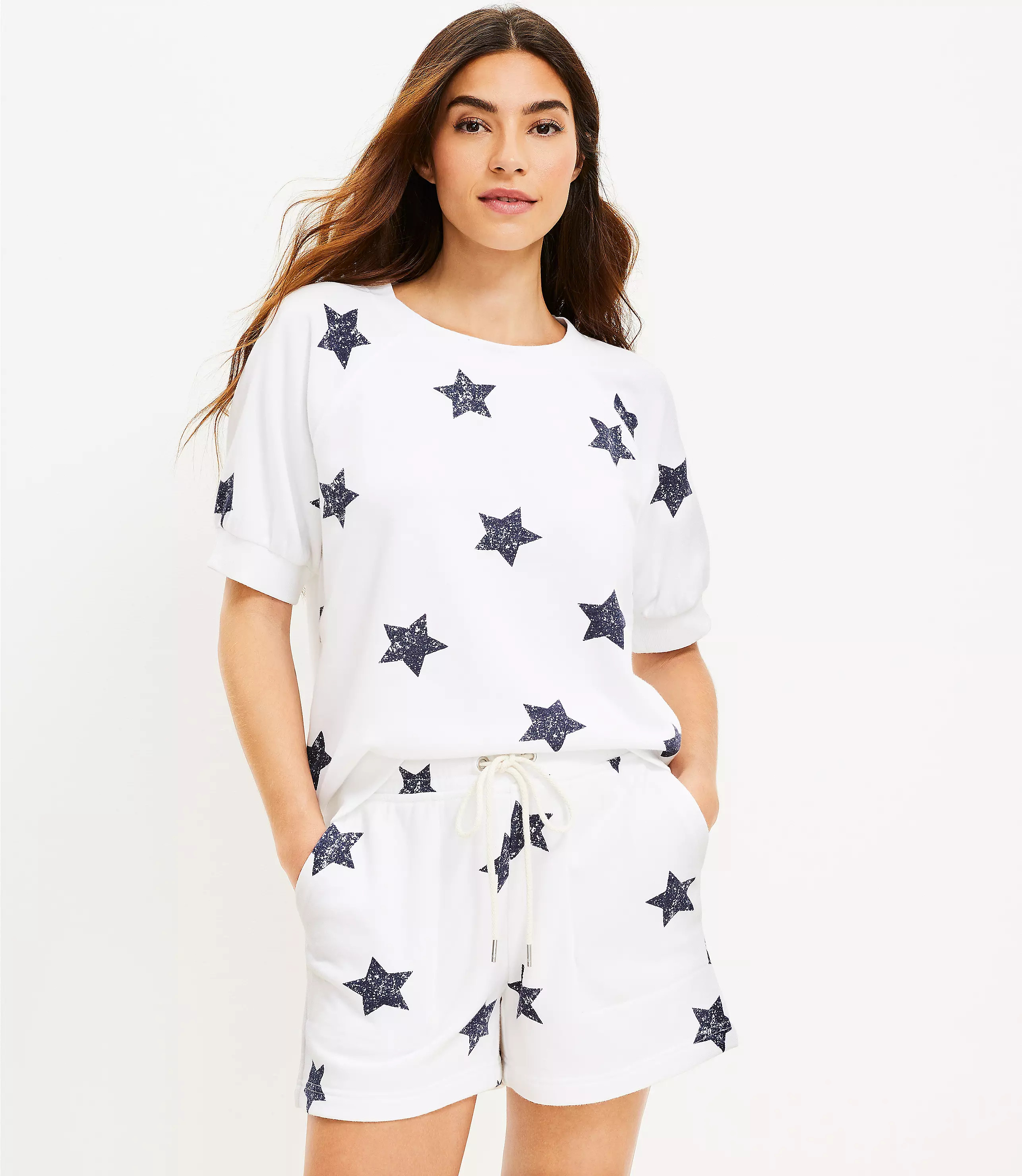 Lou & Grey Star Cozy Cotton Terry Shorts | LOFT
