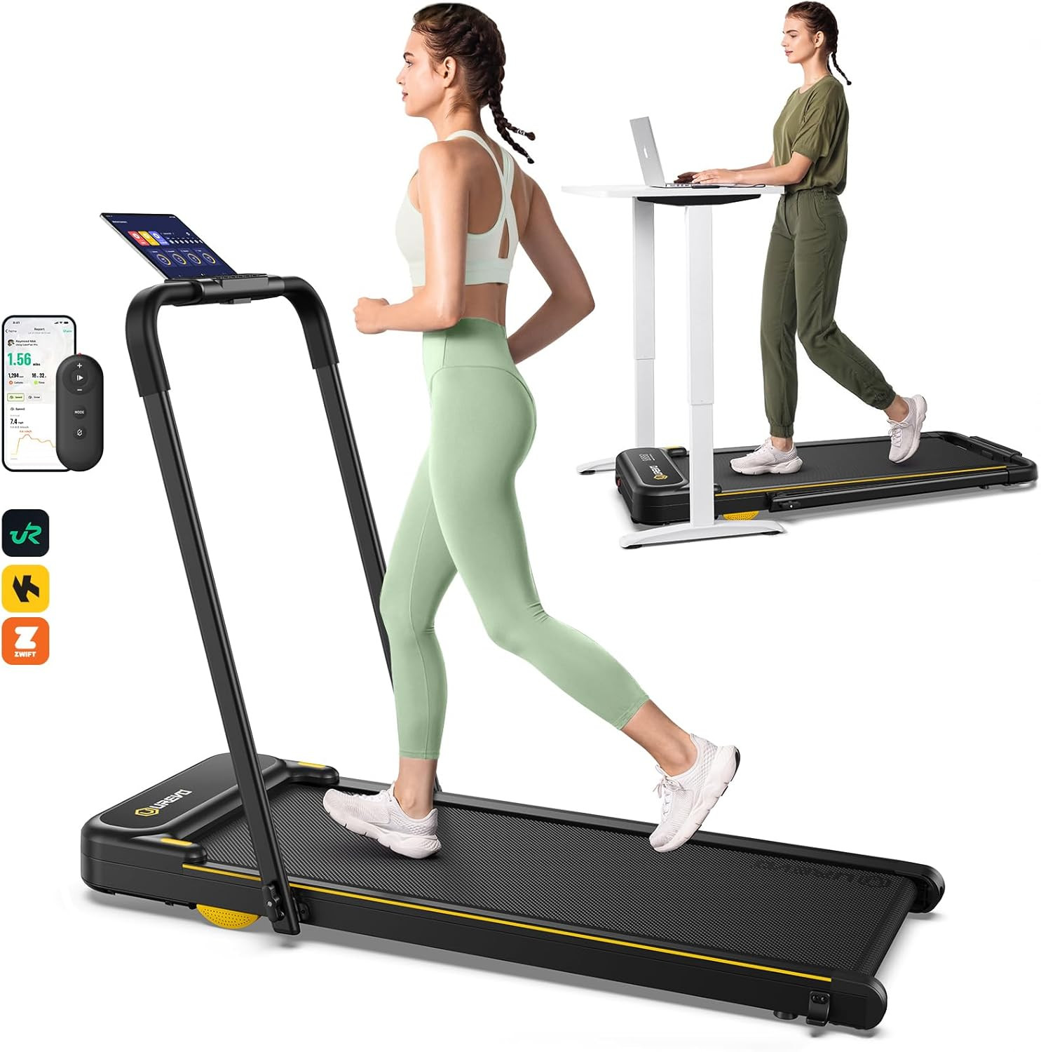 UREVO Walking Pad, Under Desk Treadmill for Home/Office, 2 in 1 Folding Treadmill with Remote Con... | Amazon (US)