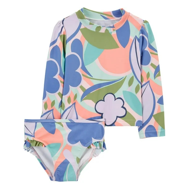 Carter's Child of Mine Toddler Girl Rashguard Swim Set, 2-Piece, Sizes 12M-5T - Walmart.com | Walmart (US)