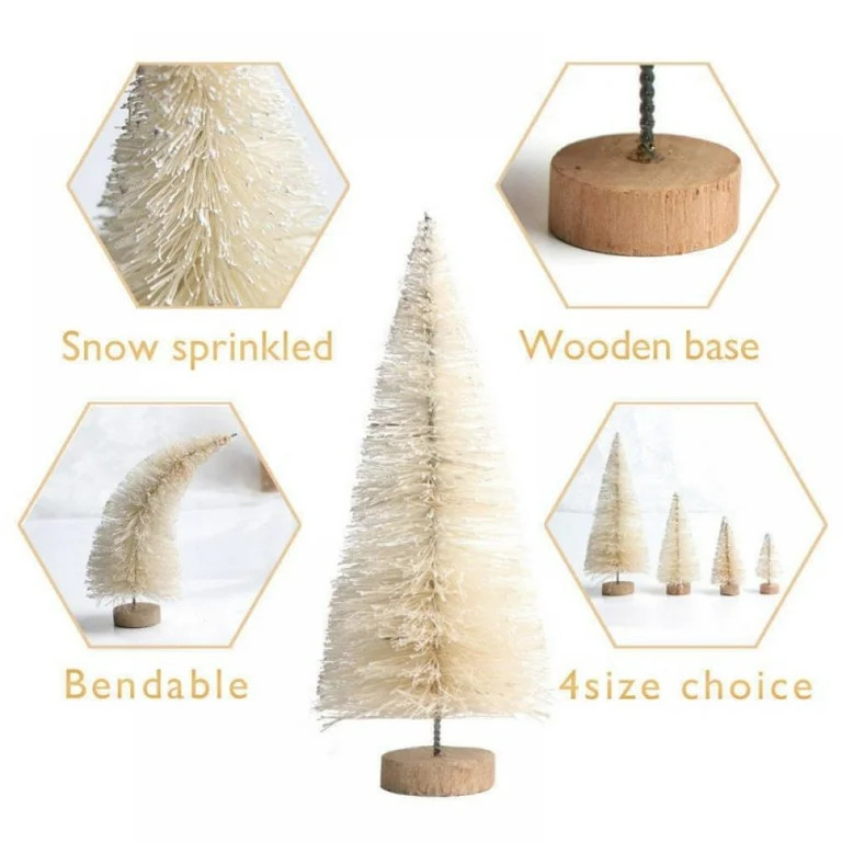 8 Pcs Mini Sisal Snow Frost Christmas Trees Bottle Brush Trees Plastic Winter Snow Ornaments Tabl... | Walmart (US)