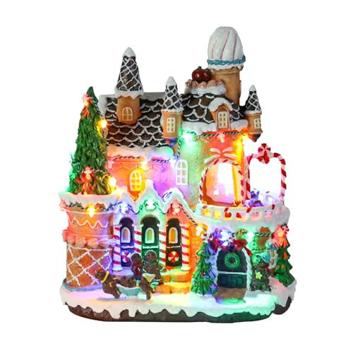 DREAM GARDEN Christmas Village House Decorations, Animated Gingerbread House with LED Lights Battery Operated Musical Collectible Buildings for Home Table Holiday Display | Amazon (US)