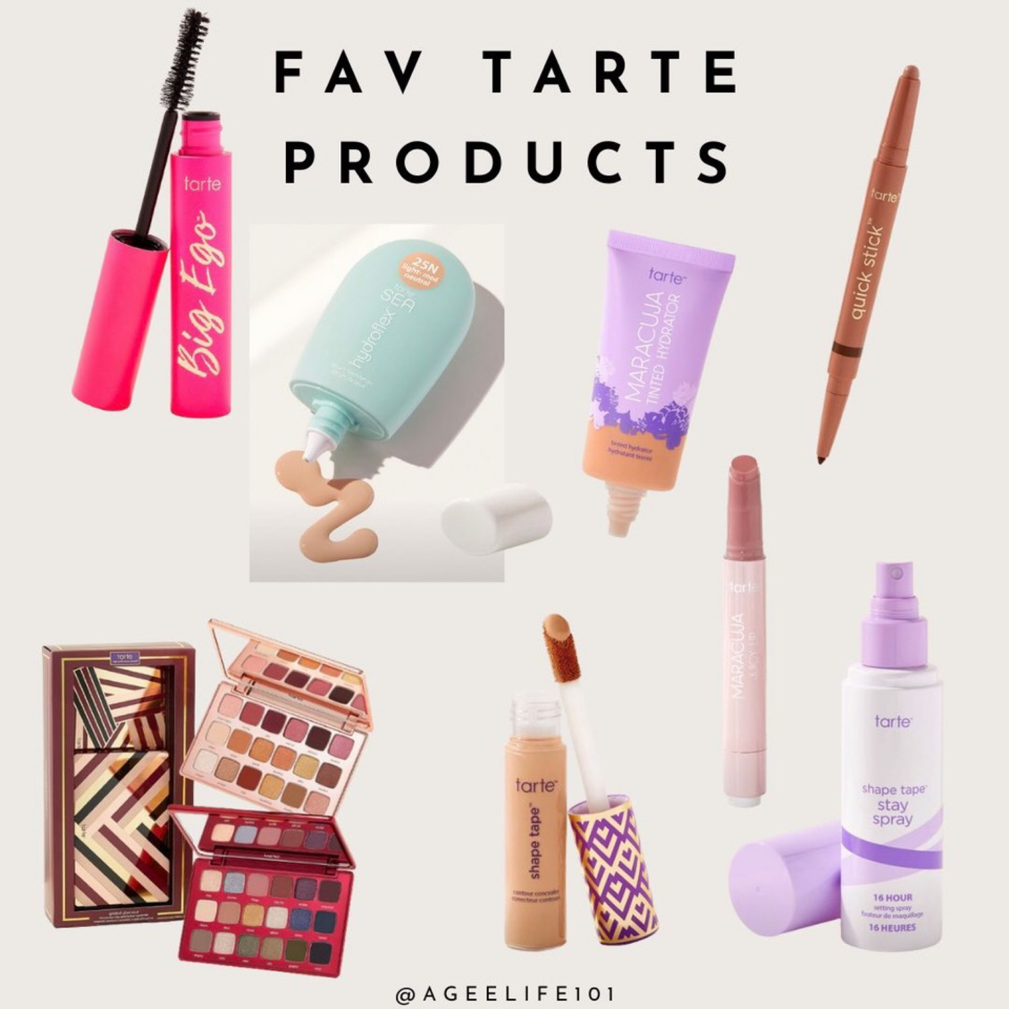 Fav tarte products! 
:
I wear:
-shade black in mascara 
-light medium sand in both tinted moisturizer & hydroflex
-I love the rose gold and brown liner, golden bronze and brown liner and golden bronze and black liner in eyeshadow stick
- light neutral In concealer 
-sugar cookie in lip balm 

#LTKsalealert #LTKfindsunder50 #LTKSpringSale