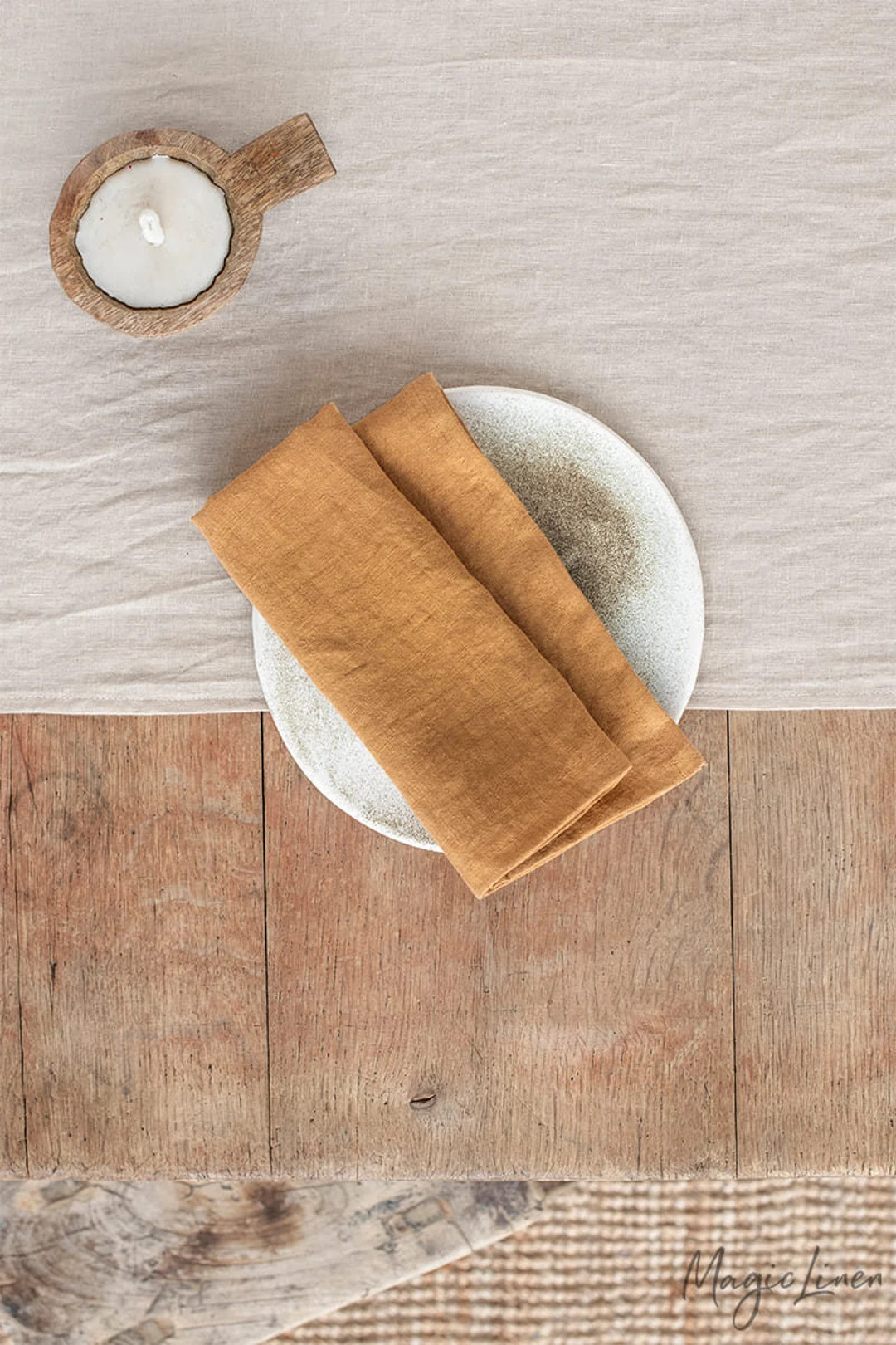 Linen Napkin Set of 2 in Tan Color. Handmade Stone Washed - Etsy | Etsy (US)