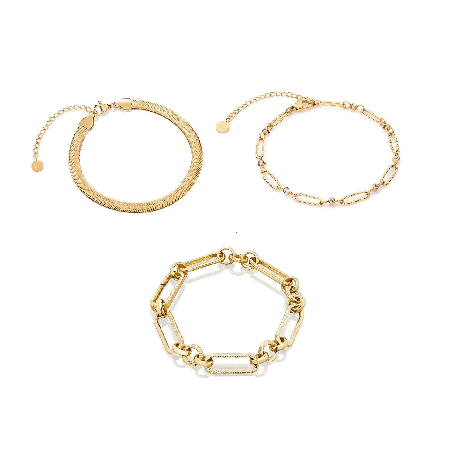 Figaro & Snake Chain Bracelet Bundle (Gold) | Abbott Lyon