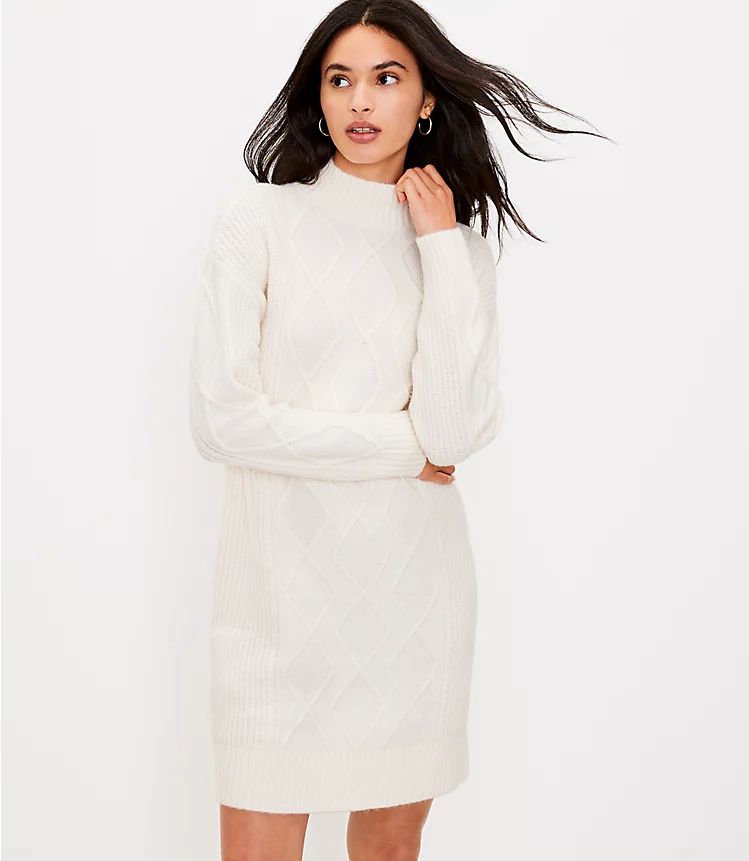 Cable Turtleneck Sweater Dress | LOFT