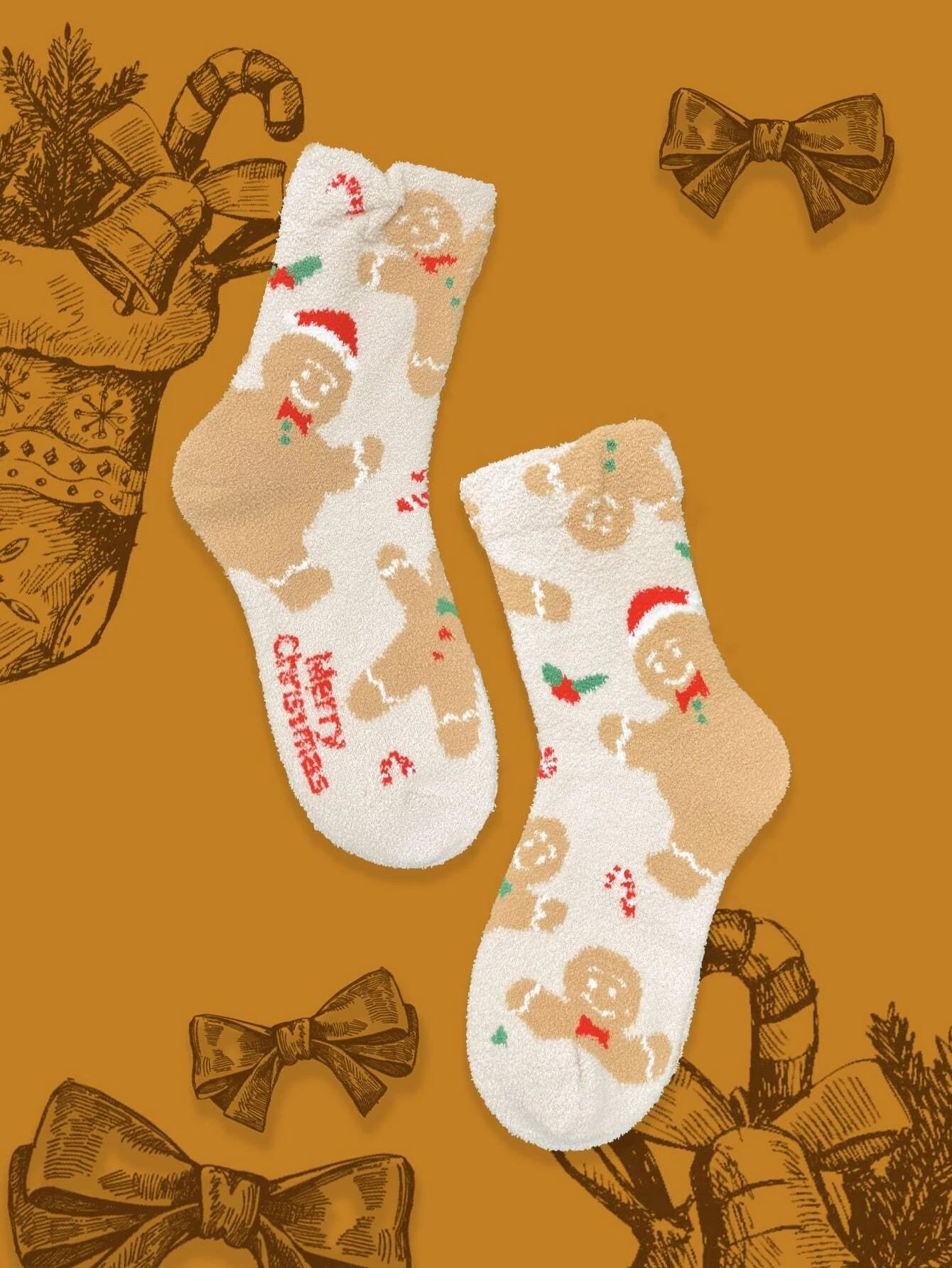 Christmas Gingerbread Man Print Crew Socks | SHEIN