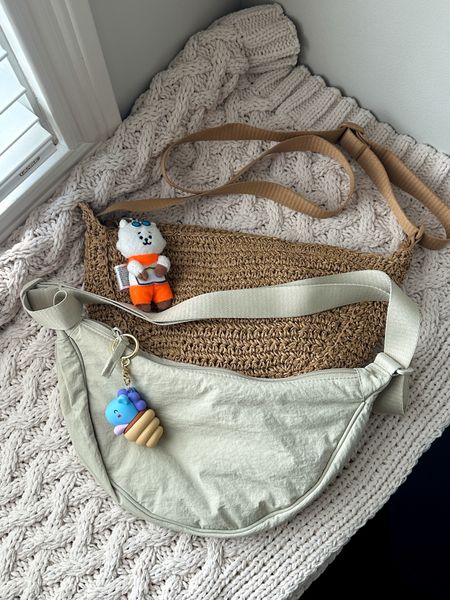 What I packed for 2 weeks in Europe - purse edition! Keeping it simple with these two neutral bag options. They’re budget friendly, have room to hold a ton of things, and are super comfortable! I have one in beige and a neutral crochet design. Added BT21 RJ and Mang keychains for some fun! 

Summer bag, summer style, crossbody, shoulder bag, beige, everyday bag, travel style

#LTKTravel #LTKStyleTip #LTKItBag
