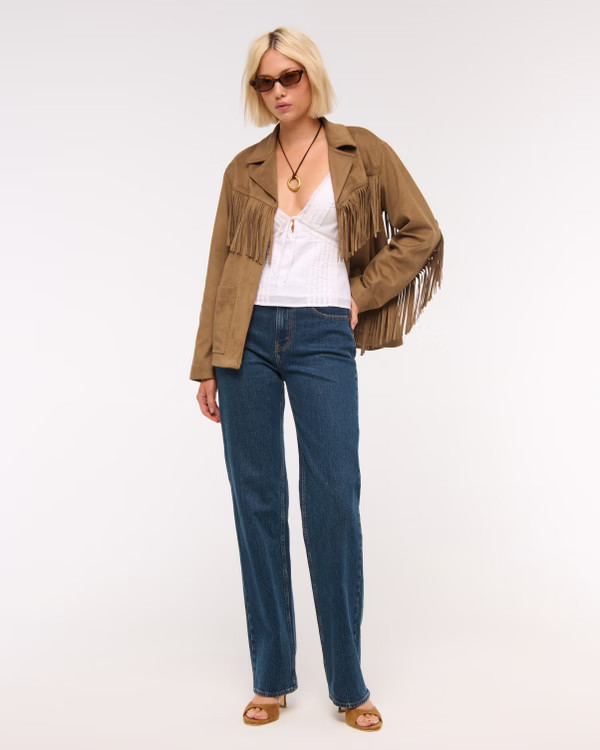 Vegan Suede Fringe Jacket | Abercrombie & Fitch (US)