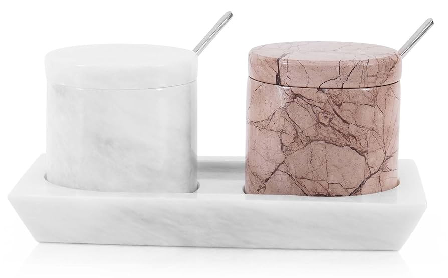 Radicaln Marble Salt Cellar with Lid and tray 3 Inch White and Marinara Salt Container, Set of 2 ... | Amazon (US)