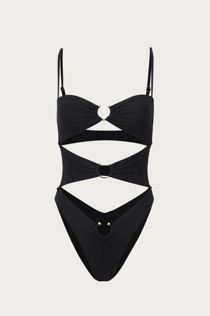 Pierced One Piece (Faux Suede Black) | SAME