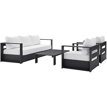 Amazon.com: Modway Tahoe Aluminum 4-Piece Outdoor Patio Set in Gray Charcoal : Patio, Lawn & Gard... | Amazon (US)