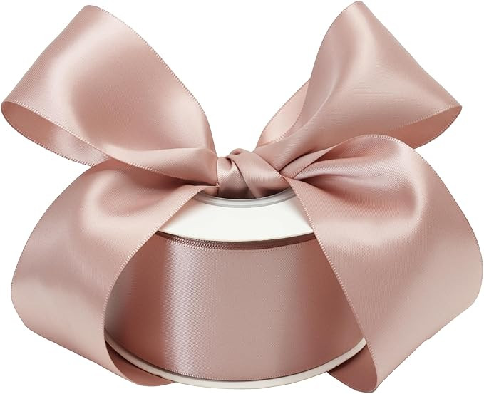 Dusty Rose Ribbon Double Face Satin Ribbon 2 Inch Thick Dusky Pink Ribbon for Wedding Bridal Bouq... | Amazon (US)