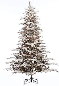 Puleo International 7.5 Foot Pre-Lit Flocked Aspen Fir Artificial Christmas Tree with 700 UL List... | Amazon (US)