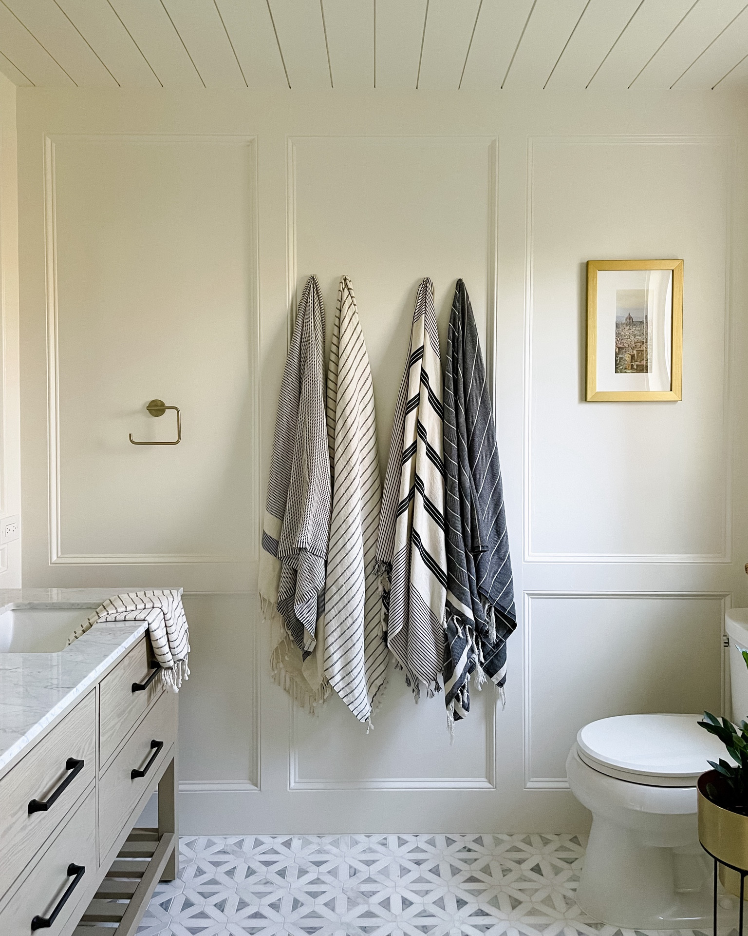 Bathroom design. Turkish towels. Bathroom towels. Marble tile. Bathroom flooring. Vanity. Drawer handles. Handle towel holder  

#LTKhome #LTKCyberWeek #LTKfindsunder50