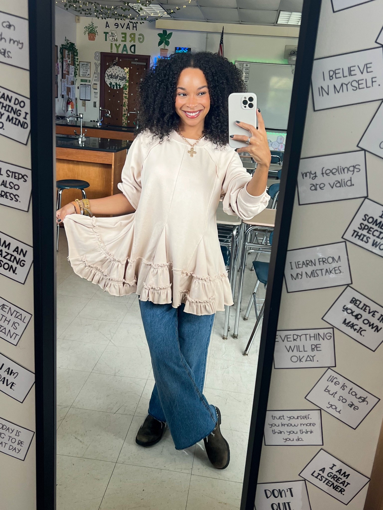 Teacher Outfit 🪽 Top: ThreeBirdNest code: “ITSTAYLORANNE__” - Necklace is Altar’d State (couldn’t link) 

#LTKShoeCrush #LTKWorkwear #LTKStyleTip