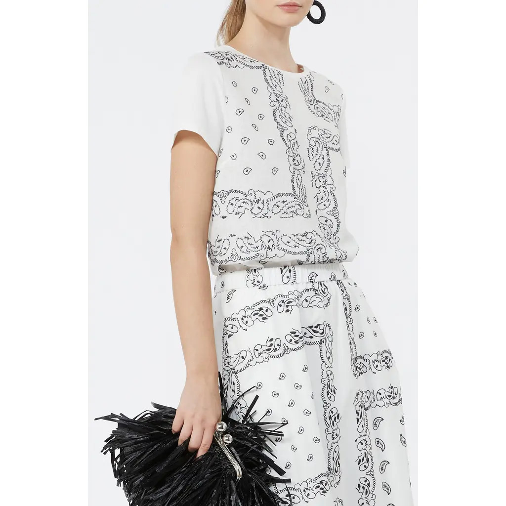 Weekend Max Mara Embroidered Mixed Media Top in White at Nordstrom, Size X-Large | Nordstrom