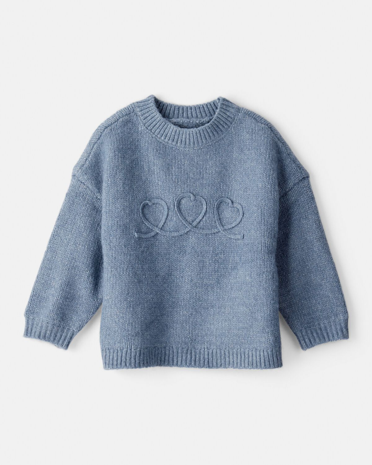 Baby Girl Embroidered Heart Long-Sleeve Sweater - Blue | Carter's Inc