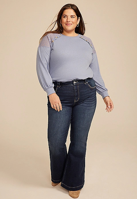 Plus Size KanCan™ High Rise Pocket Flap Trouser Flare | Maurices