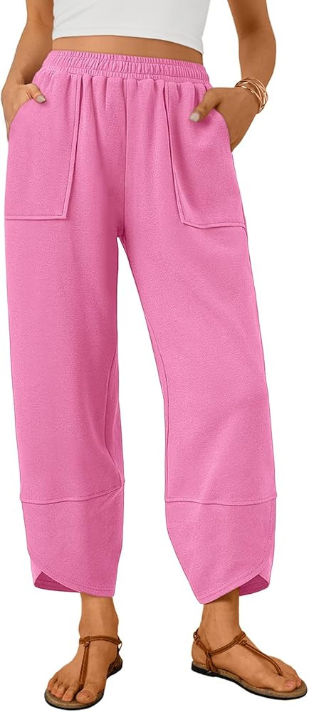 Trendy Queen Women's Wide Leg Pants, Soft Cotton Blend with Pockets for Casual Summer | Amazon (US)