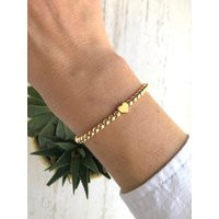 Gold Ball Bracelet With Heart Minimalist Stacking Dainty Beaded Gift For Her Everyday Jewelry | Etsy (US)