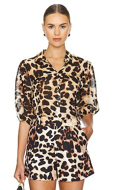 7 For All Mankind Puff Blouse in Leopard from Revolve.com | Revolve Clothing (Global)
