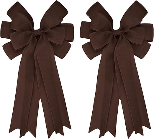 Double Pack 20X10 Inch Oversized Brown Burlap Bows Farmhouse Christmas Tree Topper & All-Weather ... | Amazon (US)
