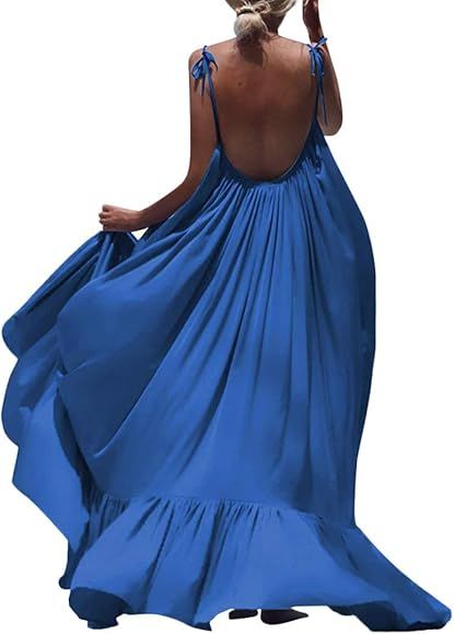 LISTHA Beach Backless Maxi Dress Women Boho Sleeveless Summer Party Long Dress | Amazon (CA)