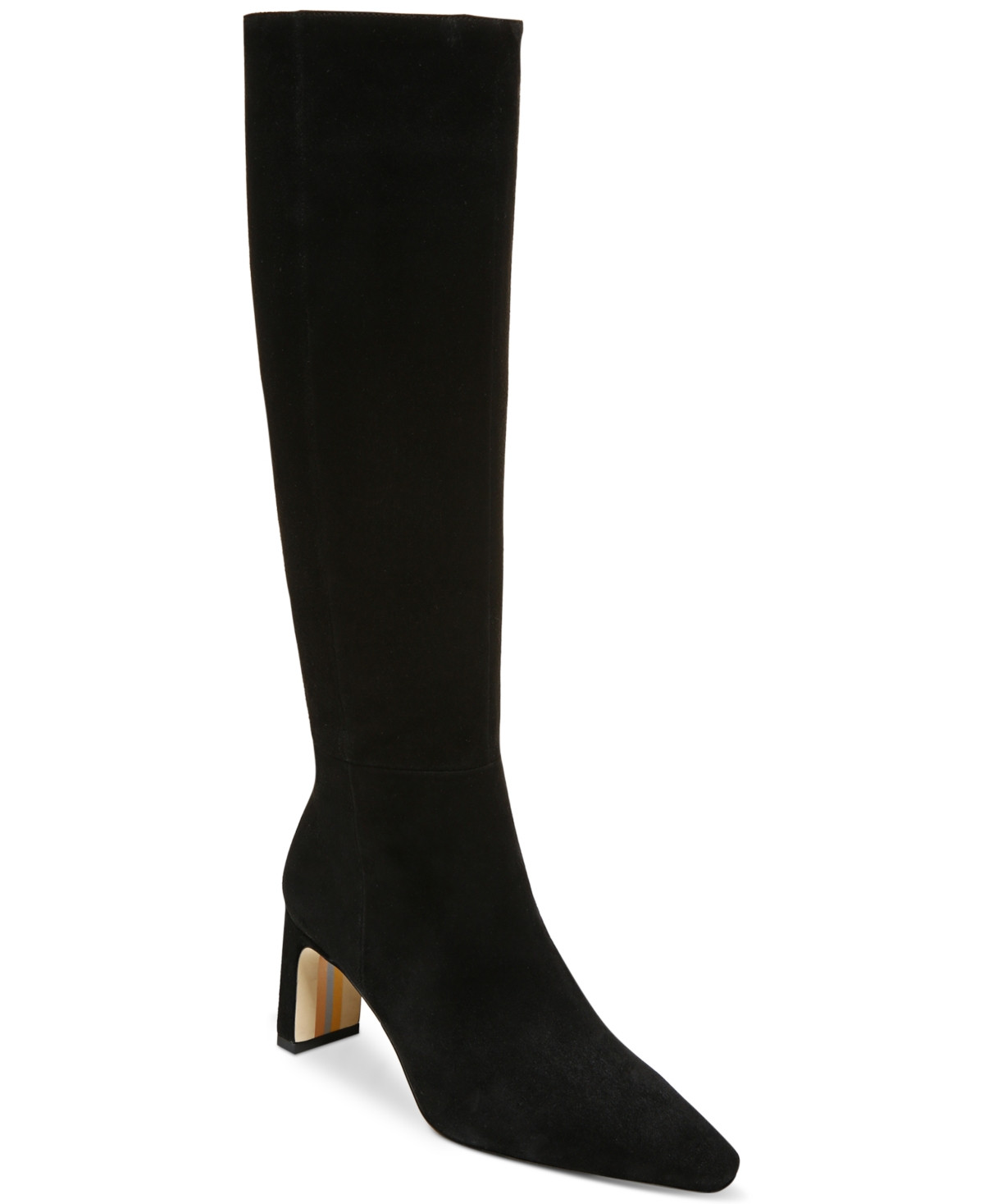 Sam Edelman Sylvia Snip-Toe Knee-High Dress Boots - Black Suede | Macy's
