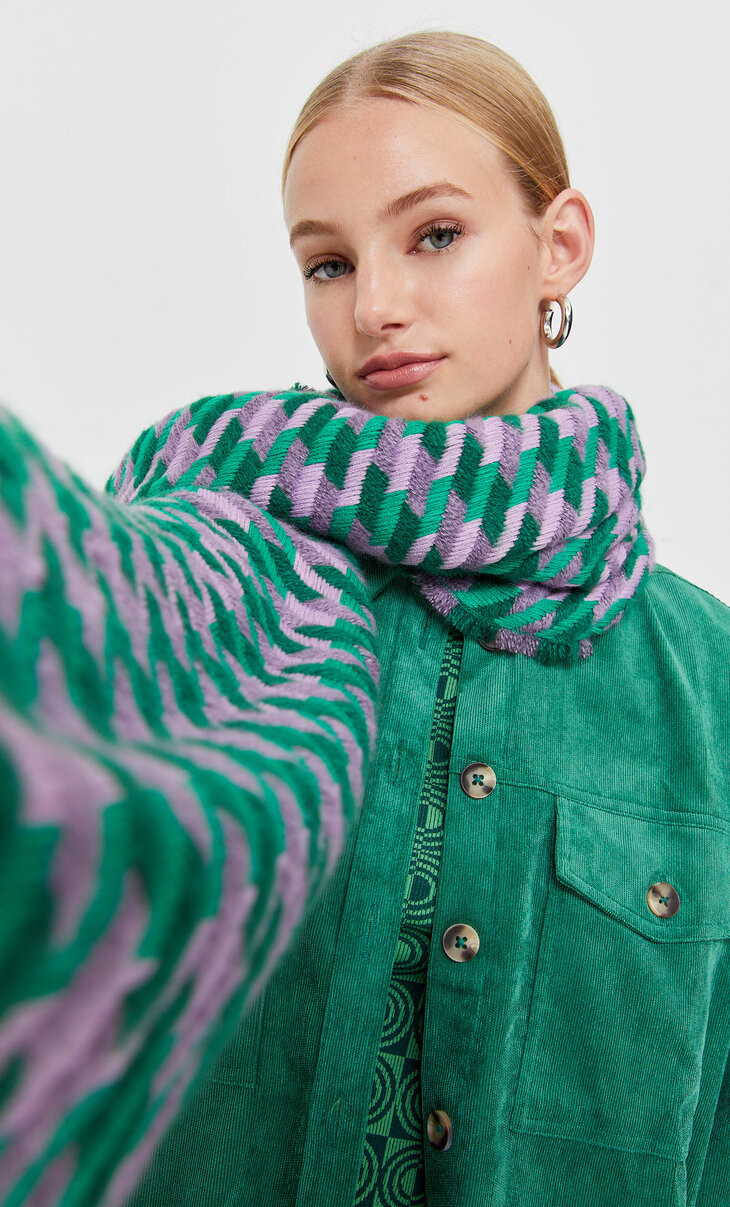 Tweekleurige pied-de-poule sjaal - Kettingsjaals en sjaals voor dames | Stradivarius Netherlands | Stradivarius (NL)