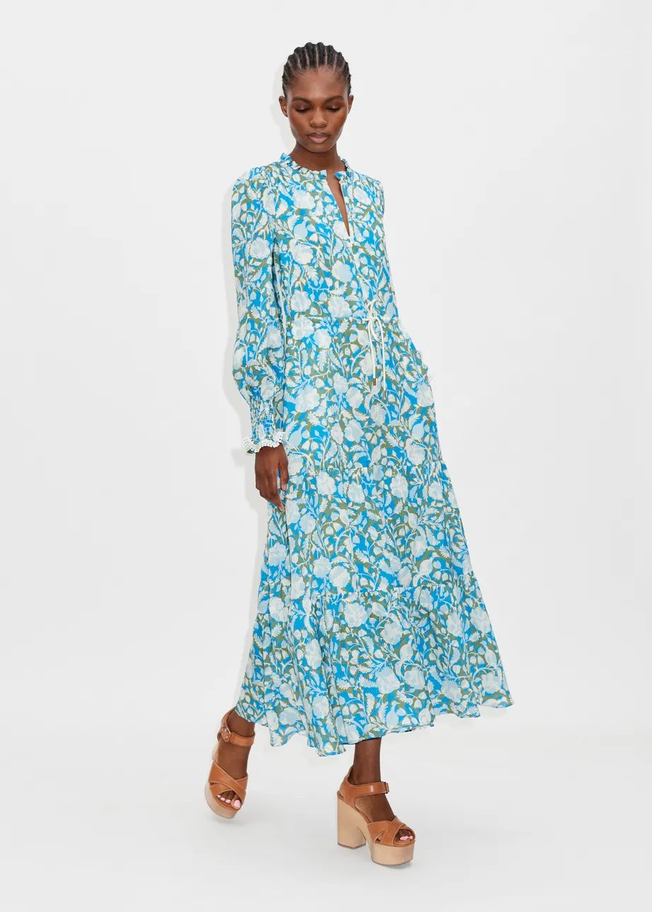 Silk-Blend Shadow Bloom Print Maxi Dress | ME + EM