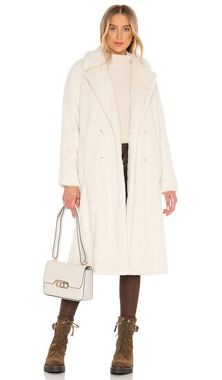 cupcakes and cashmere Celestia Faux Fur Trench Coat in Cream. - size M (also in L) | Revolve Clothing (Global)