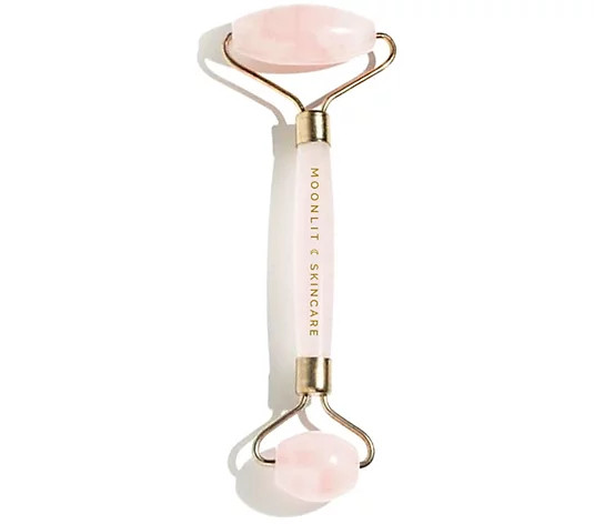 Moonlit Skincare Rose Quartz Pink Facial Roller - QVC.com | QVC