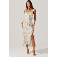 ASTR the Label | Rosalina Satin Floral Midi Dress in Cream lavender fl | Size M | ASTR The Label (US)