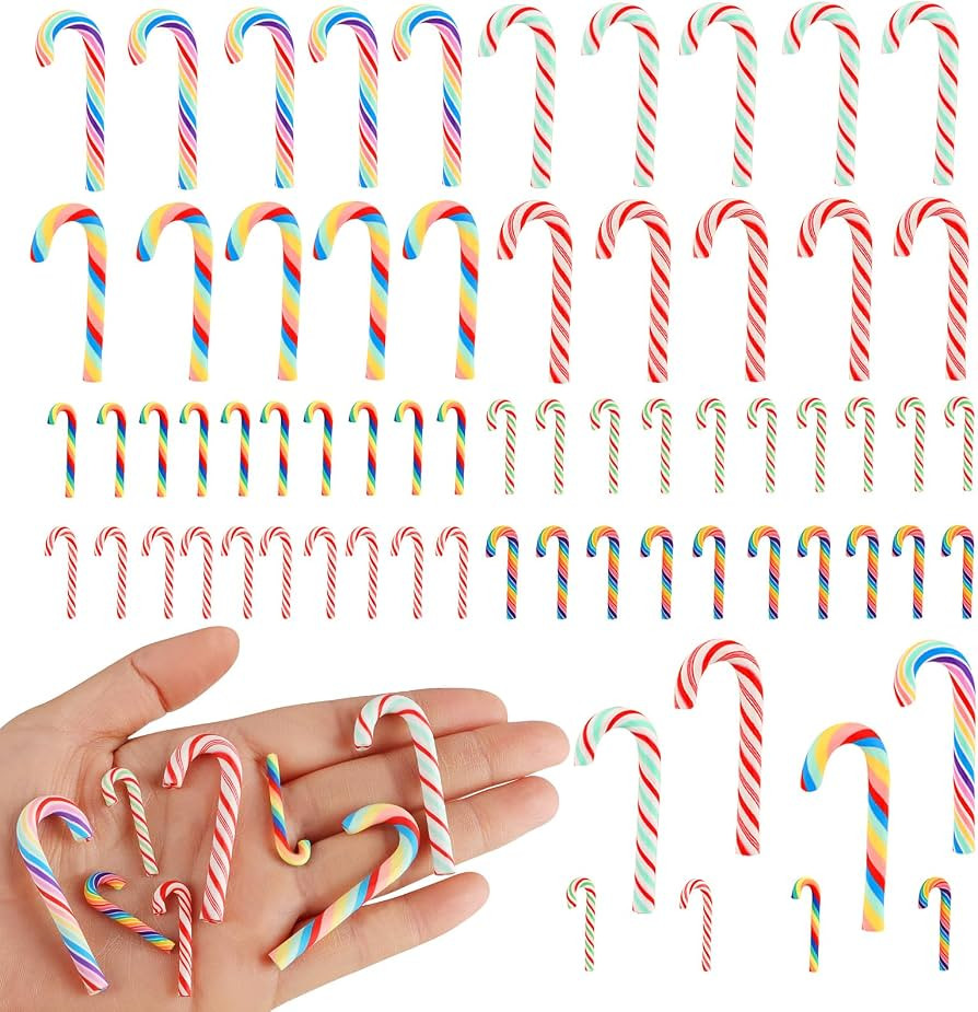FOIMAS 60pcs Mini Candy Cane for Crafts Christmas Plastic Fake Candy Cane Decor Ornaments for Chr... | Amazon (US)