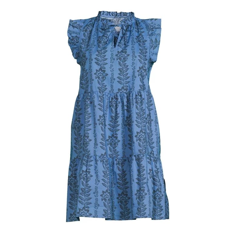 Time and Tru Women's Flutter Sleeve Woven Dress | Walmart (US)