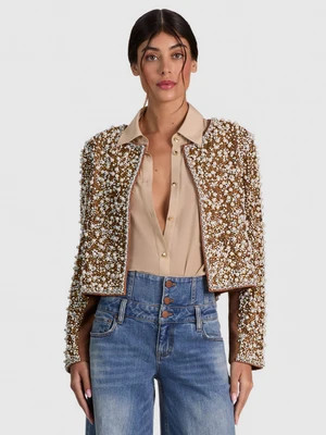 KIDMAN EMBELLISHED JACKET - CAMEL/MULTI | Alice + Olivia