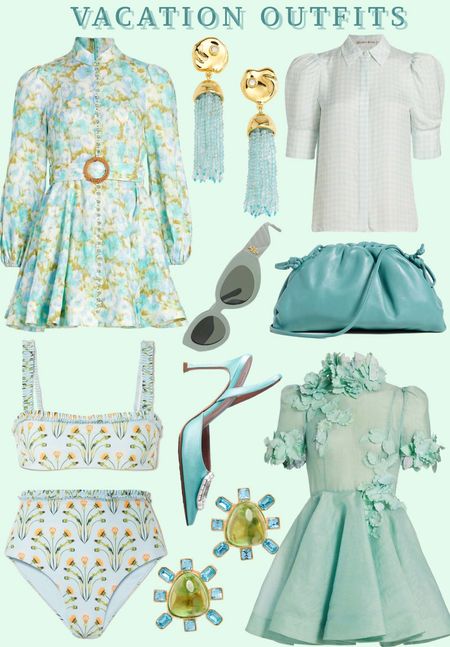 Vacation outfits, mint, spring dresses, Zimmermann, Saks, Shopbop, green, outfit inspo

#LTKunder100 #LTKstyletip