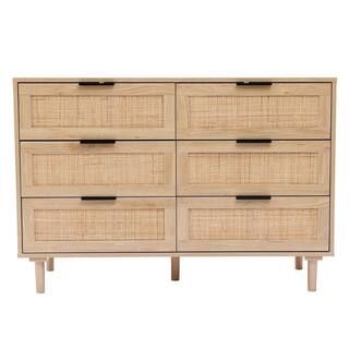 LuxenHome 6-Drawer Light Oak Dresser 29.5 in. x 43.3 in. x 15.7 in. WHIF1632 - The Home Depot | The Home Depot