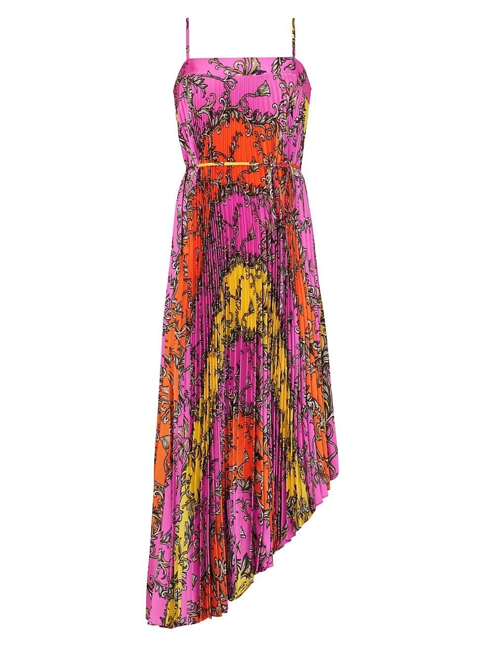 Milly Irene Tassel Pleated Asymmetric Midi-Dress | Saks Fifth Avenue