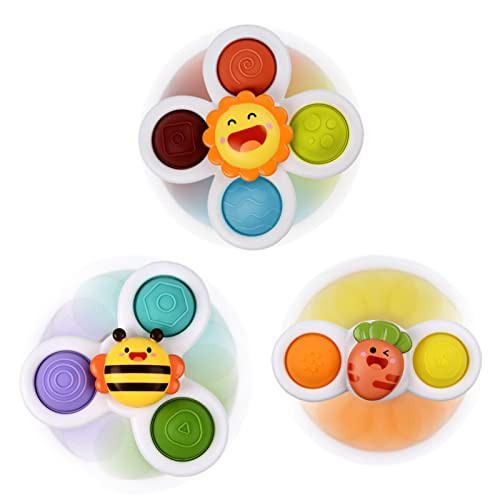 Baby Suction Cup Spinning Top Toys with Bubble Pop 3 Pcs, Infant Spinner Toy 12 Months+,Sensory Spin Bath Sucker, Travel Busy Teething Toy for Toddlers, Gifts for 1-3 Year Boy Girl(Group C) | Amazon (US)