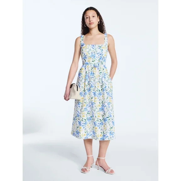 Free Assembly Women's and Women's Plus Embroidered Cotton Sleeveless Maxi Dress, Sizes XS-4X | Walmart (US)