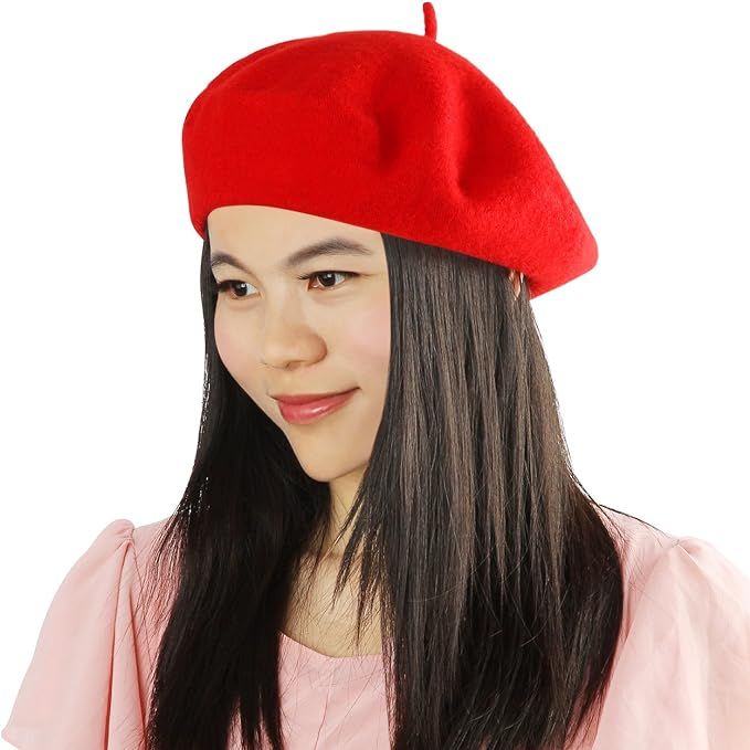 French Beret, Lightweight Casual Classic Solid Color Wool Beret | Amazon (US)