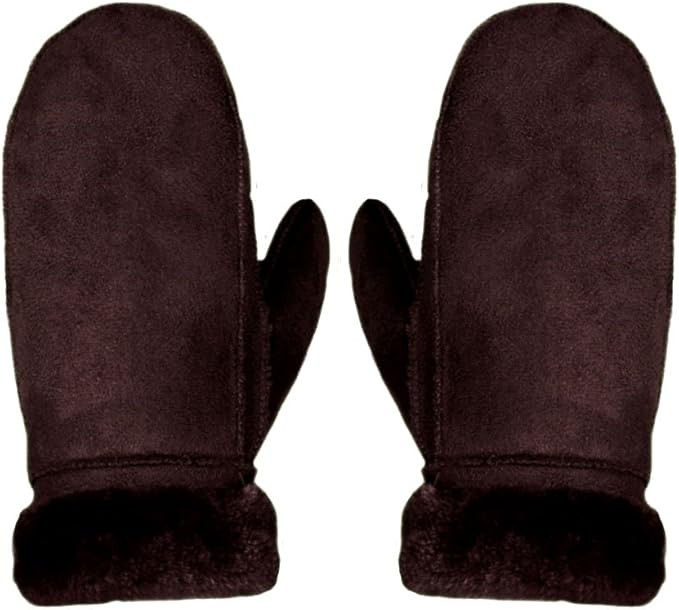 Goclothod Women Men Winter Warm Gloves Suede Leather Mittens | Amazon (US)
