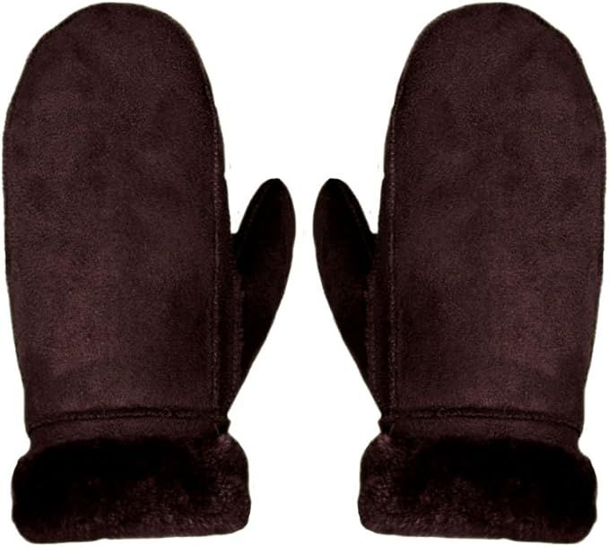 Goclothod Women Men Winter Warm Gloves Suede Leather Mittens | Amazon (US)