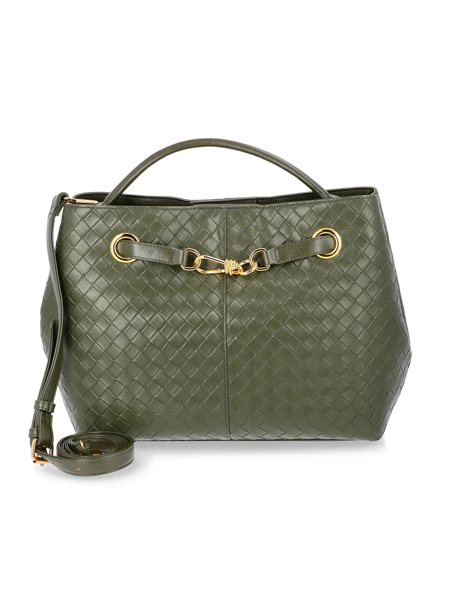 Time and Tru Women's Hazel Satchel Bag Handbag, Dark Olive | Walmart (US)